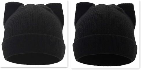 Women Cat Hat Cat Ear Beanie Hat Wool Braided Knit Trendy Winter Warm Cap in Saudi Arabia
