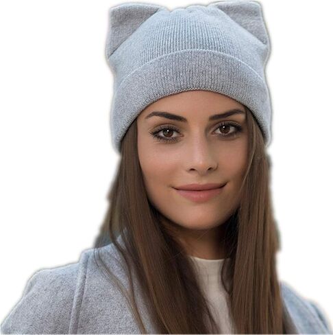 Women Cat Hat Cat Ear Beanie Hat Wool Braided Knit Trendy Winter Warm Cap in Saudi Arabia