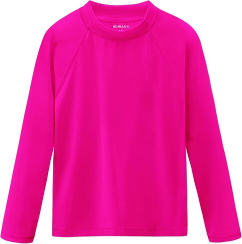 Girls Rash Guard Swim Shirt Long Sleeve for Toddler Kids Youth Rashguard Water Shirt UPF50+ Swimming Fishing Sun SPF Shirt Neon Pink 18-24M in Kuwait