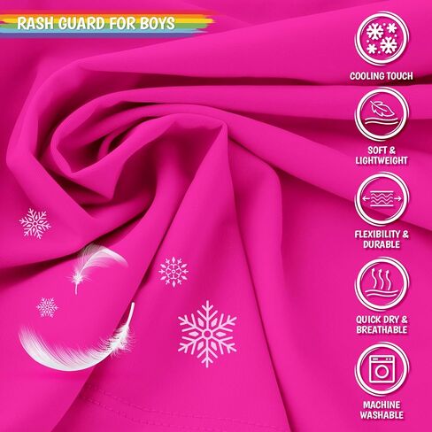 Girls Rash Guard Swim Shirt Long Sleeve for Toddler Kids Youth Rashguard Water Shirt UPF50+ Swimming Fishing Sun SPF Shirt Neon Pink 18-24M in Kuwait