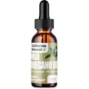 Wild Oregano Oil 1oz Bottle - California Natural - Immune System & Digestive Support - Promote Gut Health & Healthy Digestion - 100% Vegetarian - 70% Carvacrol - Herbal Supplement - 1oz