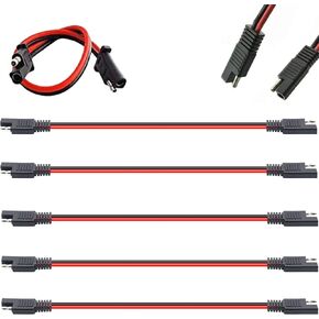 5 Pack 12" 10 Gauge 2 Pin Quick Disconnect Audiopipe Polarized Wire Harness, Heavy Duty SAE Connector Bullet Lead Cable