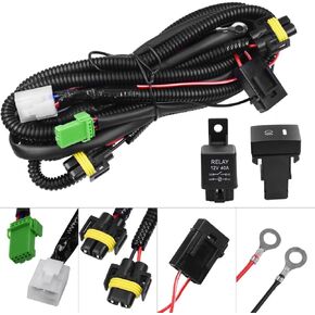 H11 880 881 H9 Fog Light Lamp Wiring Harness Socket Wire Connector with 40A Relay & ON/Off Switch Kits Fit for LED Work Lamp Driving Lights Etc