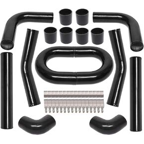 8Pcs Universal Aluminum Intercooler Piping U-Pipe Black Kit with T-Bolt Clamps and Black Coupler (8Pcs 2.5 Inch) in Saudi Arabia