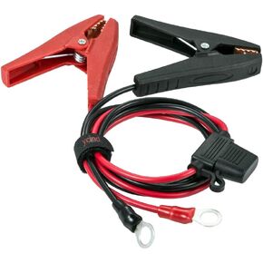 Battery Alligator Clips Clamp Clip-on to 3/8" Ring Eyelet Terminal Boost Cable Heavy Duty 30A Fuse 12V/24V 12AWG Cord 10Ft