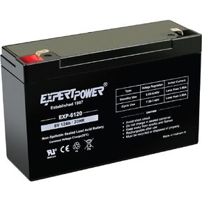 ExpertPower® 6V 12Ah SLA Sealed Lead Acid Battery F1 Terminal/Replacement for Portalac GS PE6V12, RBC48, Power Patrol SLA0959, SLA 0959
