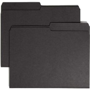 Smead Reversible File Folder, 1/2-Cut Printed Tab, Letter Size, Black, 100 per Box (10364)
