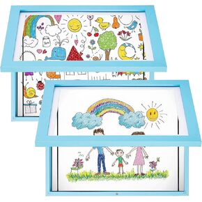 2-حزمة إطار صورة للأطفال عمل فني يناسب A4 8.5x11 إلى 10x12.5 تخزين فني قابل للتغيير مع حصيرة يحمل 80 قطعة من إطارات الفتح الأمامية لحرف رسم حائط غرفة الأطفال باللون الأسود in Kuwait