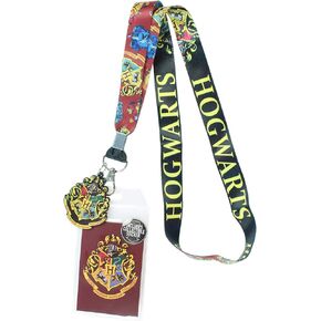 Harry Potter Hogwarts Lanyard with Clear ID Badge Holder, Rubber Charm, and Collectible Sticker