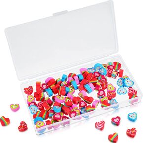 100 Pieces Mini Pencil Erasers Erasers Pack Mini Erasers Assortment Novelty Sea Erasers Mini Pencil Erasers with Storage Box for Party Favor, Gift Filling, Home School Work Reward (Animal Style)