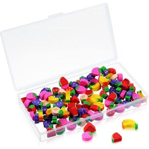 100 Pieces Mini Pencil Erasers Erasers Pack Mini Erasers Assortment Novelty Sea Erasers Mini Pencil Erasers with Storage Box for Party Favor, Gift Filling, Home School Work Reward (Animal Style)