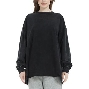Women's Mens Sweatshirt Long Sleeve T shirts Solid Basic Fleece Solid Pullovers Tops