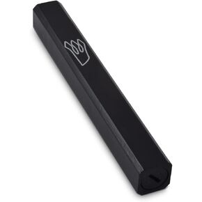 Peer Hastam Wood Mezuzah with Gold or Silver Shin (4.9" - up to 4.0" Scroll) (Cream with Gold Shin)