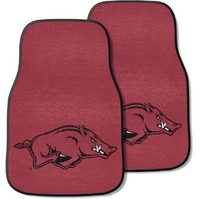 FANMATS 5420 Arkansas Razorbacks Front 2-Piece Team Logo Carpet Car Mat Set, Front Row Automotive Floor Mats, Non-Slip Backing, Team Colors