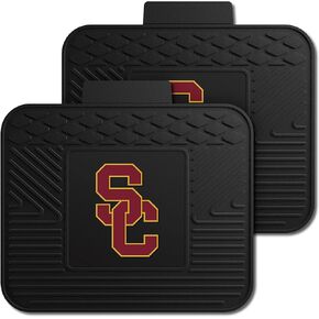 FANMATS 12297 NCAA Southern California Trojans Back Row Utility Car Mats - 2 Piece Set, 14in. x 17in., All Weather Protection, Universal Fit, Deep Resevoir Design, Molded Team Logo