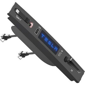 for Tesla USB Hub,Fast Charge with Cable Adapter for Tesla Model 3 Model Y Accessories 2023 2022 2021 Docking Station of Center Console for Tesla Interior