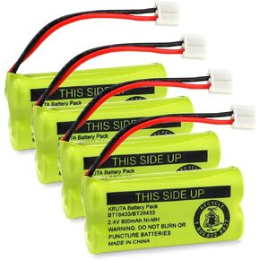 Kruta BT18433 BT28433 2.4V 800mAh Ni-MH Cordless Phone Battery Pack Compatible with BT18433/BT28433 CS6219 CS6229 DS6301 DS6151 DS6101 BT184342 BT284342 BT-1011 BT-1018 BT-1022 BT-1031 （4 Pack）