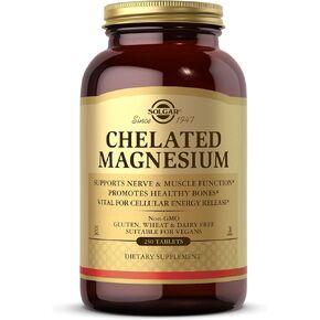 Solgar Chelated Magnesium, 250 Tablets - Supports Nerve & Muscle Function - Promotes Healthy Bones - Vital for Cellular Energy Release - Non-GMO, Vegan, Gluten Free, Dairy Free - 62 Servings