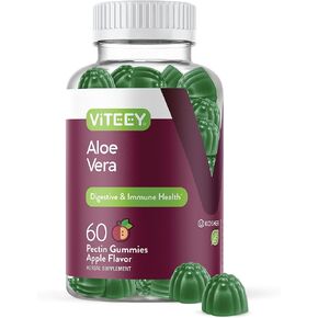 Aloe Vera Gummies for Adults - 50mg - Aids in Digestion and Immune Health - Aloe Vera Supplement - Vegan, Gelatin Free, Gluten Free, GMO Free, Tasty Chewable Raspberry Flavored Gummy