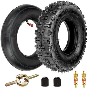 إطار FVRITO 4.10-6 4.10/3.50-6 NHS والأنبوب الداخلي لـ Go Kart الصينية ATV Quad 4 Wheeler Mini Bike معدات الحديقة حديقة Rototiller منفاخ الثلج عربة العشب جرار مع جذع صمام منحني مجموعة من اثنين in Kuwait