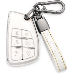 for Chevy Key Fob Cover with Keychain TPU Key Case Shell 360 Degree Protection fit for 2021-2023 Chevrolet Suburban Tahoe GMC Yukon Denali Sierra Silverado Buick Envision Avenir(A Black)