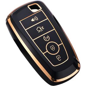 for Ford Key Fob Cover, for Explorer Bronco Escape Edge Expedition Mustang F150 Fusion Ranger Lincoln Premium Soft TPU Full Protection Key Case Remote Key Holder (Size B-Ivory)