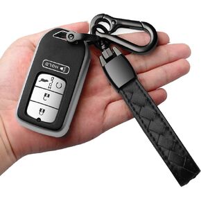 Sindeda for Honda Key fob Cover with Leather Keychain,Soft TPU Full Cover Protection,Key fob case Compatible With Honda Accord Civic CRV Pilot Odyssey Passport Smart Remote Key，Key Fob Shell-Blue