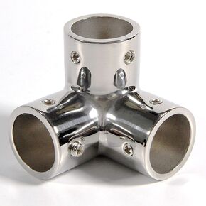 NRC&XRC Marine Grade 316 Stainless Steel Mirror Polished Hand Rail Fitting-90 Degree 7/8inch 1 INCH 3 Way Corner Elbow,1 inch Pipe Hand Rail Tee