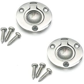 2 Inch Round Flush Ring Pull Handles Stainless Steel 316 Boat Hatch Latch Cabinet Flush Mount Lifting Ring Pull Handle with 6 Pcs Mount Screws High Polished,2 Pcs