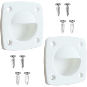 White Nylon Flush Pull Recessed Sliding Door Handle Square Hatch Pull Handle,Yacht, Motorboat and Boat Cabin Accessories(2 Pcs)