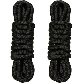 Dock Lines Boat Ropes 2 Pack 1/2" X 15' Premium 32 Strands Industrial Nylon Boat Mooring Marine Ropes Dock Line, Heat Sealed End with 12" Eye Loop for Docking (Black)