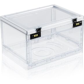 Clear Medicine Lock Box, Lockable Storage Box, Medication Lockable Container, Locking Organizer Bin for Refrigerator Food Snacks Tablet Phone Jail Home Office Safety