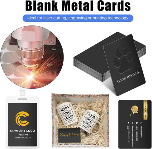 15 Pcs Blank Metal Business Cards, 1 mm Thick Anodized Aluminum Plaque Plate Cards for House Office Customer DIY Gift, 86 x 54 mm Metal Laser Engraving Cards (Black, Blank) in Kuwait