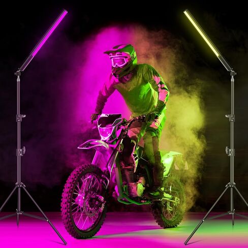 2 حزمة RGB LED عصا عصا إضاءة الفيديو، مجموعات إضاءة استوديو التصوير الفوتوغرافي مع حامل ثلاثي القوائم وجهاز التحكم عن بعد، عصا إضاءة التصوير الفوتوغرافي الخافتة 36 لونًا 3000K-6000K in Saudi Arabia