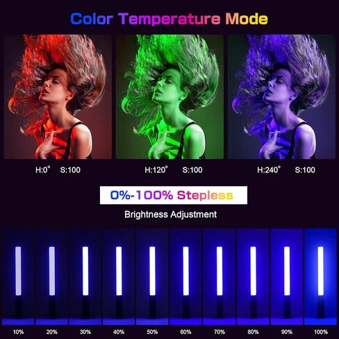 2 حزمة RGB LED عصا عصا إضاءة الفيديو، مجموعات إضاءة استوديو التصوير الفوتوغرافي مع حامل ثلاثي القوائم وجهاز التحكم عن بعد، عصا إضاءة التصوير الفوتوغرافي الخافتة 36 لونًا 3000K-6000K in Saudi Arabia
