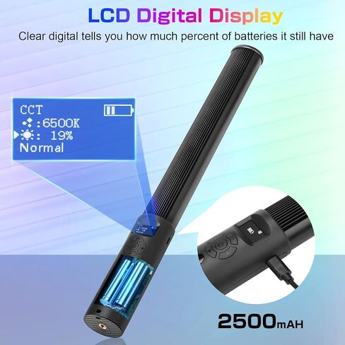 2 حزمة RGB LED عصا عصا إضاءة الفيديو، مجموعات إضاءة استوديو التصوير الفوتوغرافي مع حامل ثلاثي القوائم وجهاز التحكم عن بعد، عصا إضاءة التصوير الفوتوغرافي الخافتة 36 لونًا 3000K-6000K in Saudi Arabia