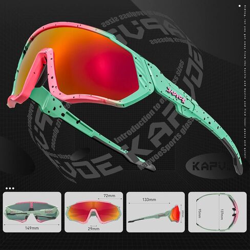 نظارات KAPVOE لركوب الدراجات، نظارات شمسية مستقطبة رياضية، نظارات الدراجة الجبلية MTB للرجال والنساء، دراجة الطريق BMX، الجري والصيد والجولف in Saudi Arabia