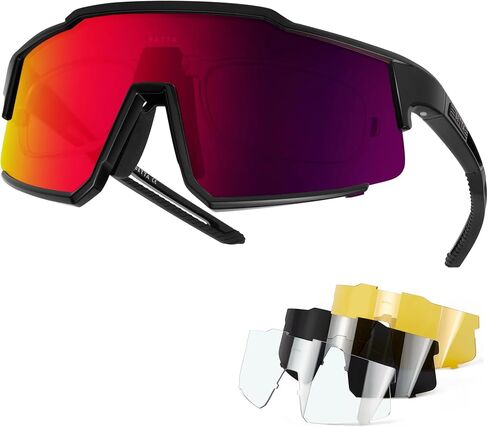 Polarized Cycling Sunglasses for Men Women with 4 Interchangeable Lenses MTB Glasses UV Protection Running Fishing in Saudi Arabia