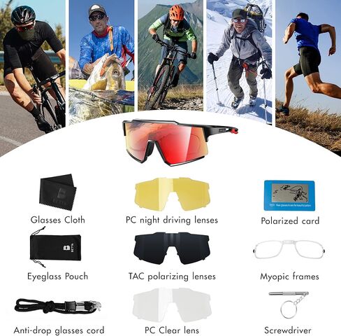 Polarized Cycling Sunglasses for Men Women with 4 Interchangeable Lenses MTB Glasses UV Protection Running Fishing in Saudi Arabia