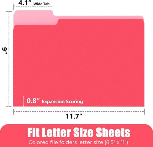 Colored File Folders Letter Size, 100 Pcs of 5 Assorted Colors Manilla Folders 8.5 x 11 for Documents, Plastic 1/3 Cut Tabs Filing Folders for School, Office in Saudi Arabia