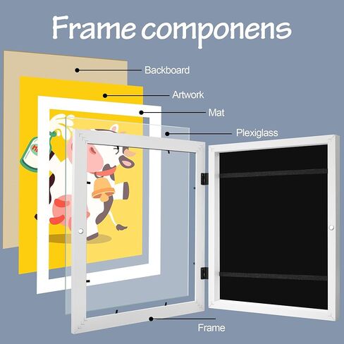 LaVie Home 10x12.5 Kids Art Frame 2 Packs Black Art Frame for Kids Artwork Changeable- Displays10x12.5 Without Mat, Horizontal and Vertical Wall Mount for Children Art Projects in Kuwait
