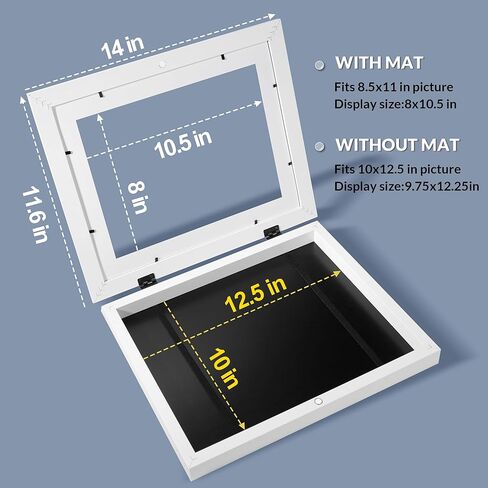 LaVie Home 10x12.5 Kids Art Frame 2 Packs Black Art Frame for Kids Artwork Changeable- Displays10x12.5 Without Mat, Horizontal and Vertical Wall Mount for Children Art Projects in Kuwait