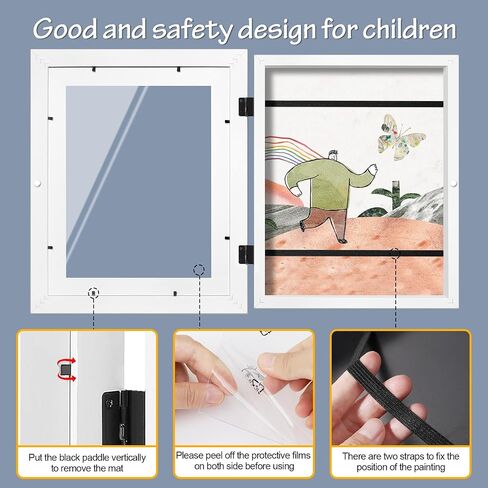 LaVie Home 10x12.5 Kids Art Frame 2 Packs Black Art Frame for Kids Artwork Changeable- Displays10x12.5 Without Mat, Horizontal and Vertical Wall Mount for Children Art Projects in Kuwait