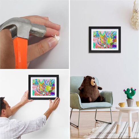 إطار خشبي للأطفال من EYMPEU مقاس 8.5 × 11 مع حصيرة أو 10 × 12.5 بدون حصيرة، إطار صورة عمل فني أسود تحميل أمامي لرسومات الأطفال، إطار تخزين عرض عمل فني قابل للتغيير، يحمل 100 قطعة من الورق in Kuwait