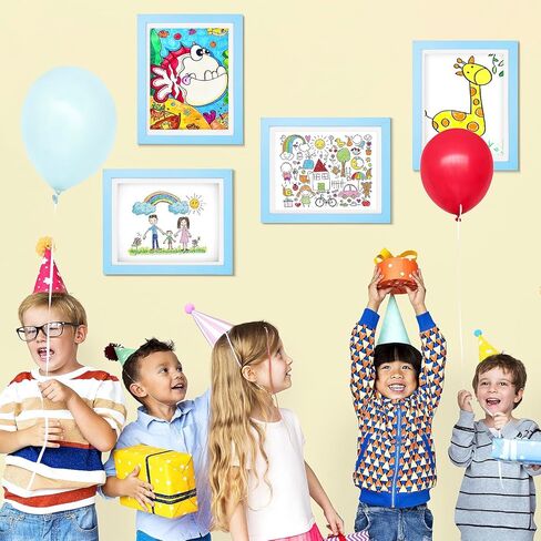 2-حزمة إطار صورة للأطفال عمل فني يناسب A4 8.5x11 إلى 10x12.5 تخزين فني قابل للتغيير مع حصيرة يحمل 80 قطعة من إطارات الفتح الأمامية لحرف رسم حائط غرفة الأطفال باللون الأسود in Kuwait