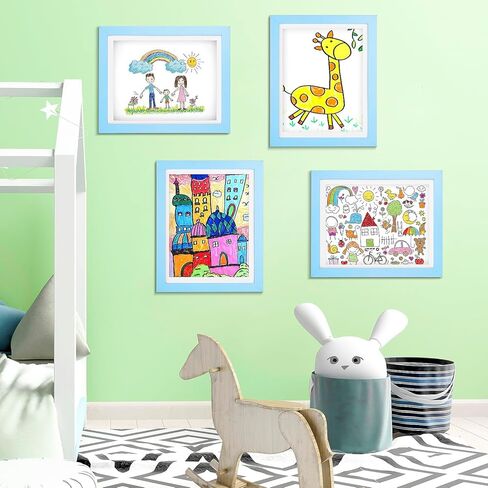 2-حزمة إطار صورة للأطفال عمل فني يناسب A4 8.5x11 إلى 10x12.5 تخزين فني قابل للتغيير مع حصيرة يحمل 80 قطعة من إطارات الفتح الأمامية لحرف رسم حائط غرفة الأطفال باللون الأسود in Kuwait