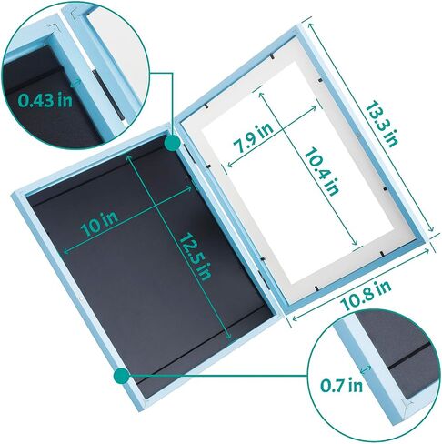 2-حزمة إطار صورة للأطفال عمل فني يناسب A4 8.5x11 إلى 10x12.5 تخزين فني قابل للتغيير مع حصيرة يحمل 80 قطعة من إطارات الفتح الأمامية لحرف رسم حائط غرفة الأطفال باللون الأسود in Kuwait