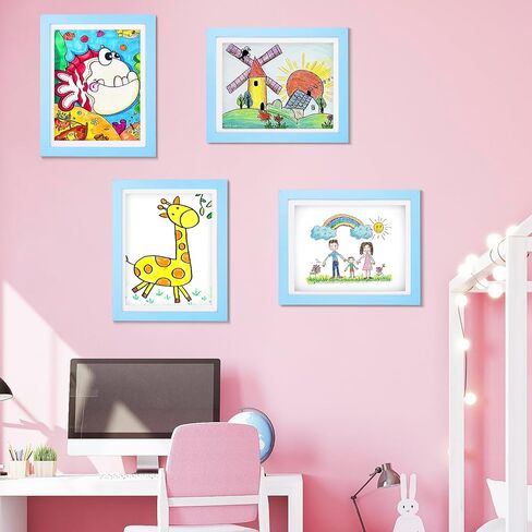 2-حزمة إطار صورة للأطفال عمل فني يناسب A4 8.5x11 إلى 10x12.5 تخزين فني قابل للتغيير مع حصيرة يحمل 80 قطعة من إطارات الفتح الأمامية لحرف رسم حائط غرفة الأطفال باللون الأسود in Kuwait