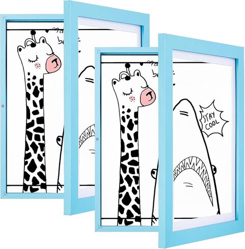 2-حزمة إطار صورة للأطفال عمل فني يناسب A4 8.5x11 إلى 10x12.5 تخزين فني قابل للتغيير مع حصيرة يحمل 80 قطعة من إطارات الفتح الأمامية لحرف رسم حائط غرفة الأطفال باللون الأسود in Kuwait