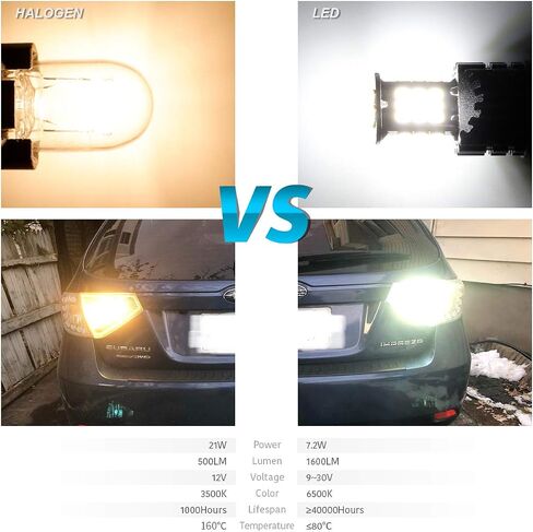 مصابيح LUYED 7440 احتياطية، 2 × 1600 لومن ساطعة للغاية 7440 T20 3020 30-EX شرائح LED لمبات LED تستخدم للأضواء العكسية الاحتياطية، أبيض زينون in Saudi Arabia